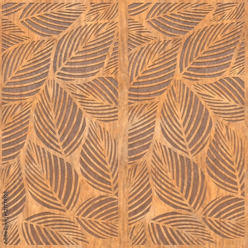 Pattern of flower carved on wood background, Wood Carving