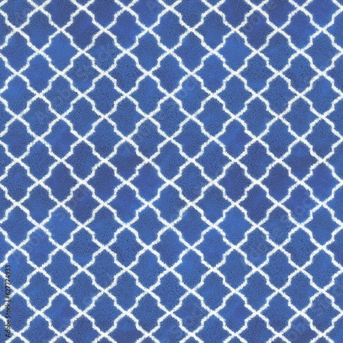 A blue fabric with white and blue patterns