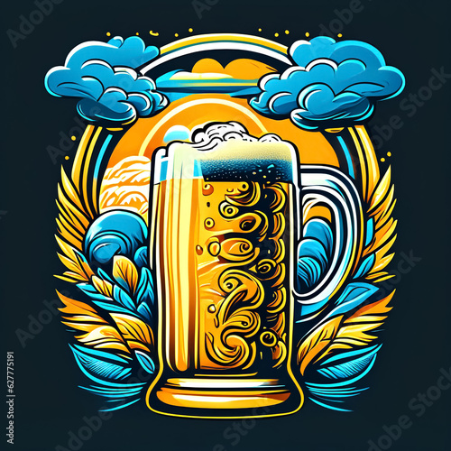 Photographie Beer vector tshirt design for beer lovers.