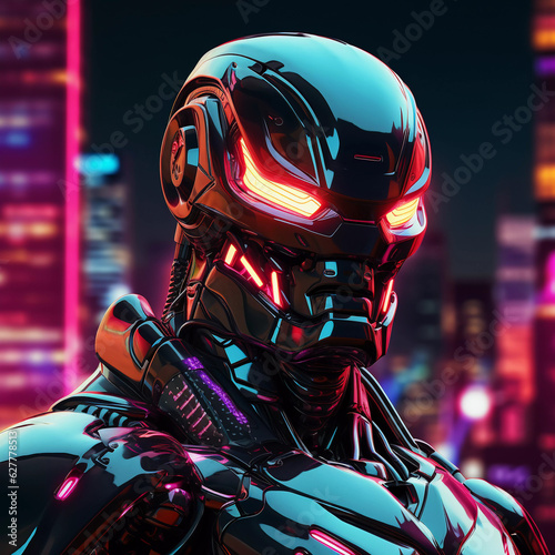 Brutal Cyborg Character in Cyberpunk Style