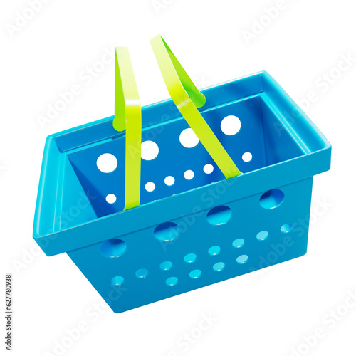 Shopping basket 3D render on a transparent background