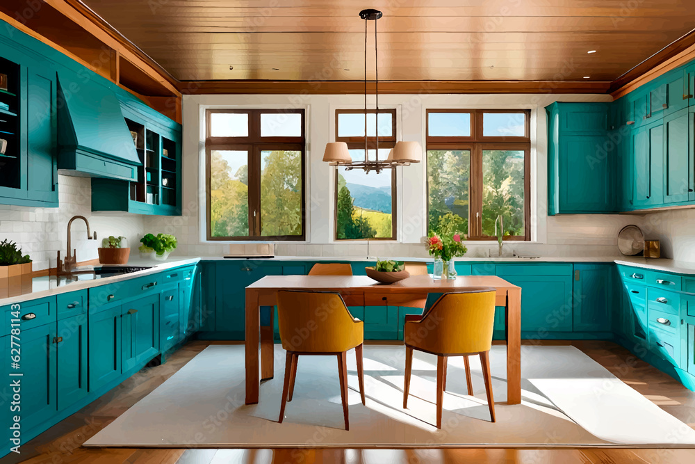 Fototapeta premium modern kitchen interior with kitchen