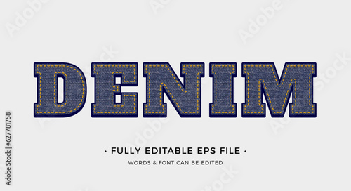 Denim text effect editable premium vector