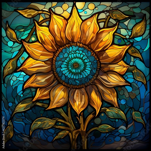 stained glass sunflower illustration