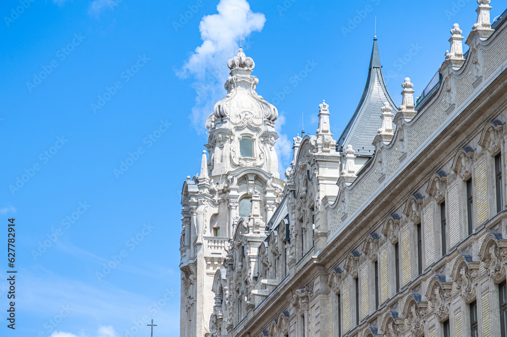 Walking in central city center in Budapest, Hungary on July 7, 2023