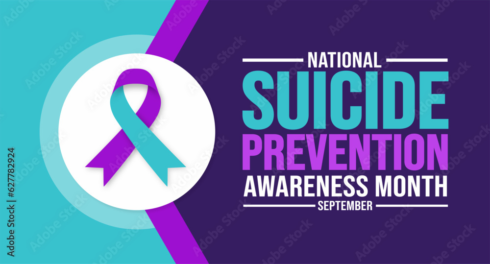 September is National Suicide Prevention Awareness Month background template. Holiday concept. background, banner, placard, card, and poster design template with text inscription and standard color. - obrazy, fototapety, plakaty 