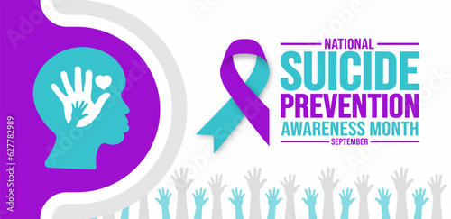 September is National Suicide Prevention Awareness Month background template. Holiday concept. background, banner, placard, card, and poster design template with text inscription and standard color. photo