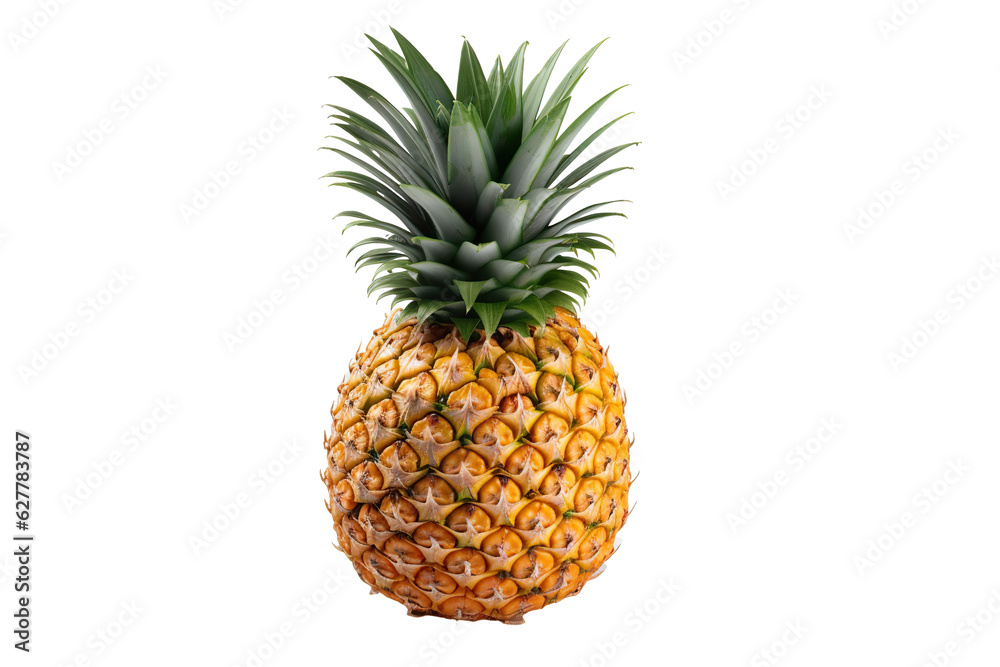 A realistic portrait of Pineapple in a basket, isolated PNG