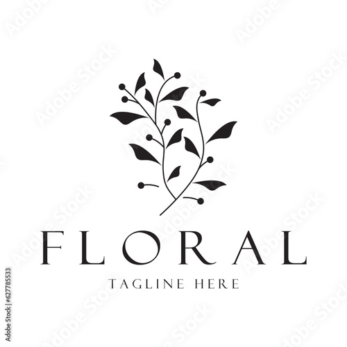 Elegant floral and leaf frame. Delicate botanical vector illustration for labels, spas, corporate identity, and wedding invitations