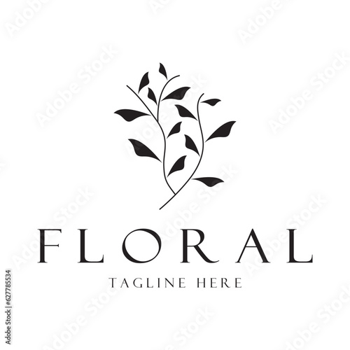 Elegant floral and leaf frame. Delicate botanical vector illustration for labels, spas, corporate identity, and wedding invitations