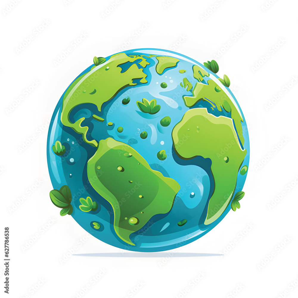 Cartoon planet Earth 3d vector icon on white background.GenerativeAI. Cartoon planet Earth 3d vector icon on white background.GenerativeAI.