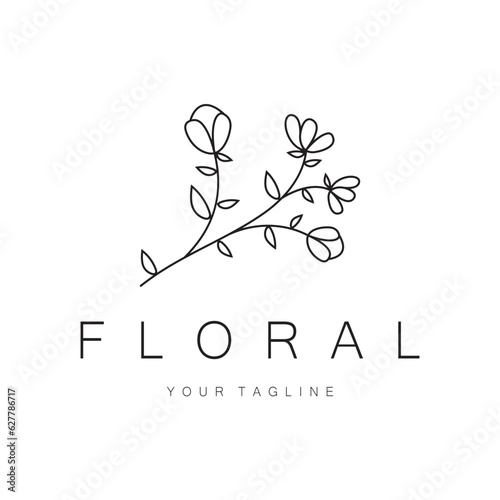 Elegant floral and leaf frame. Delicate botanical vector illustration for labels, spas, corporate identity, and wedding invitations