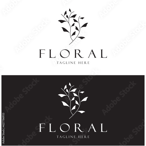 Elegant floral and leaf frame. Delicate botanical vector illustration for labels, spas, corporate identity, and wedding invitations