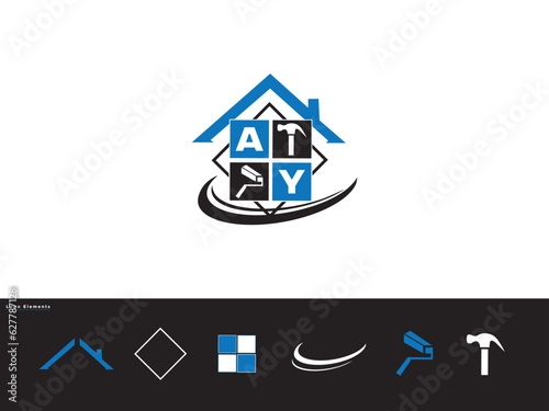 Modern Ay a y Building Logo, Construction Ay Logo Letter Vector For Business photo