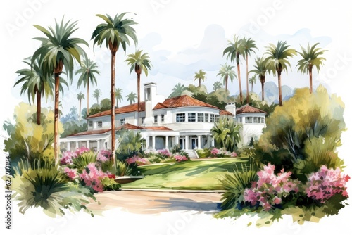 Beverly Hills clip art watercolor illustration © 4kclips