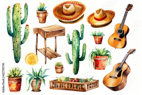 Mexico clip art watercolor illustration