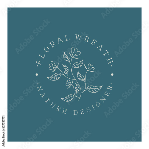 Elegant floral and leaf frame. Delicate botanical vector illustration for labels, spas, corporate identity, and wedding invitations