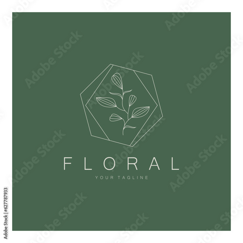 Elegant floral and leaf frame. Delicate botanical vector illustration for labels, spas, corporate identity, and wedding invitations