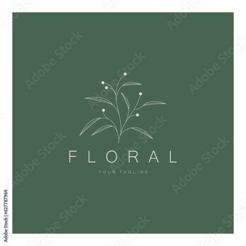 Elegant floral and leaf frame. Delicate botanical vector illustration for labels, spas, corporate identity, and wedding invitations