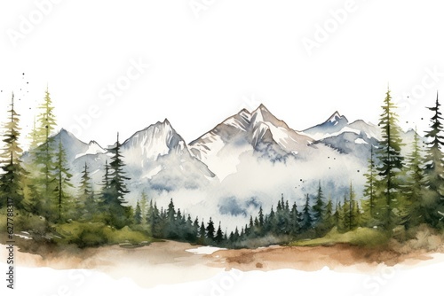 Olympic National Park clip art watercolor illustration