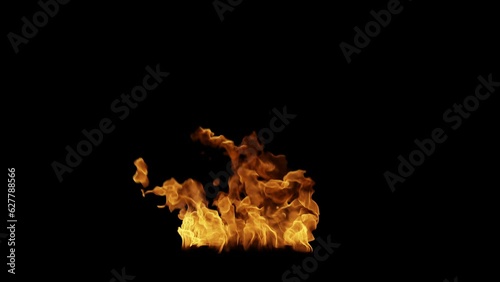 Small flames of fire on a black background. Hot realistic fire in 4K with no background, easy to use on your footage. Variation 03
