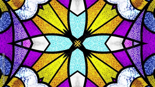 Colorful stained glass animation. Multicolor klaleidoscope. Color glass. Bright color dynamic background. Seamless looping animation footage. Psychedelic motion design. Dj loop. Vj loops. 4K