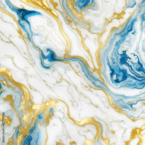 Swirls of blue and gold ink illustration background