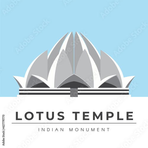 Lotus Temple, Indian Monument Vector Illustration