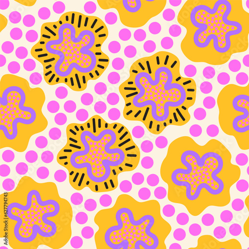 Modern abstract flowers seamless pattern. Floral design for branding, packaging, cover, web. Trendy organic repeatable pattern design © Liia Lonn