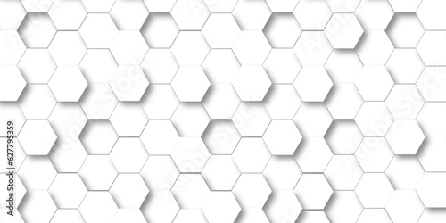 Fototapeta Naklejka Na Ścianę i Meble -  Abstract background hexagons Background with hexagons 3d Hexagonal structure futuristic white background and Embossed Hexagon , honeycomb white Background ,light and shadow ,Vector.	
