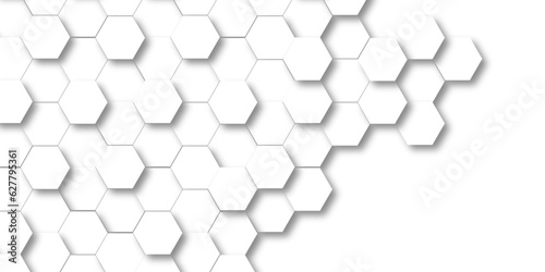 Background with hexagons 3d Hexagonal structure futuristic white background and Embossed Hexagon , honeycomb white Background ,light and shadow ,Vector. © MdLothfor