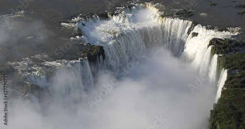 Stunning waterfall in Rainforest - Iguazu Falls - Arial photo