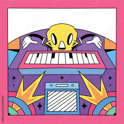 Skull playing synthesizer
