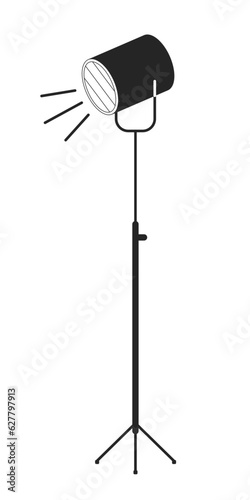 Spotlight flat monochrome isolated vector object. Photography equipment. Editable black and white line art drawing. Simple outline spot illustration for web graphic design