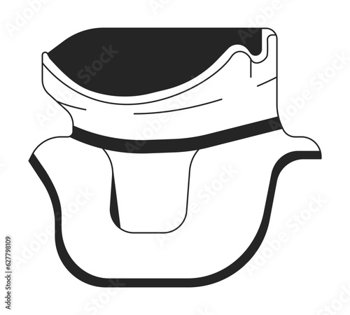 Cervical collar flat monochrome isolated vector object. Broken neck bandage. Editable black and white line art drawing. Simple outline spot illustration for web graphic design