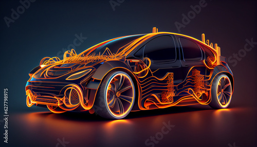 3D illustration of electric car This image doesn t contain any visible trademarked products  Ai generated image