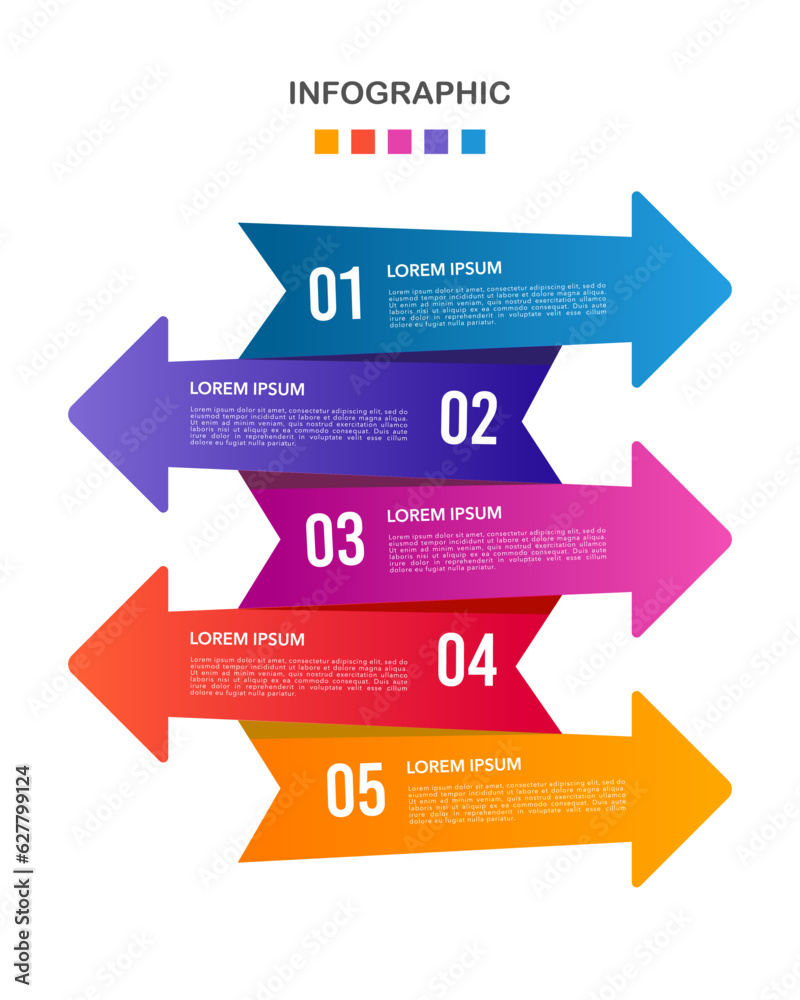 5-step crossover arrow infographic template. Vector illustration. 5-step crossover arrow infographic template. Vector illustration.