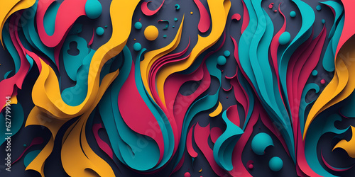 Vibrant Abstract Banner Design with Fluid Shapes. Colorful Fluid Shapes Collide in an Abstract