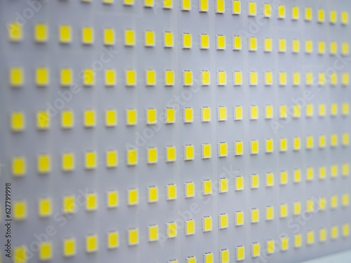 Lighting panel of many SMD LEDs. (Shallow depth of field)