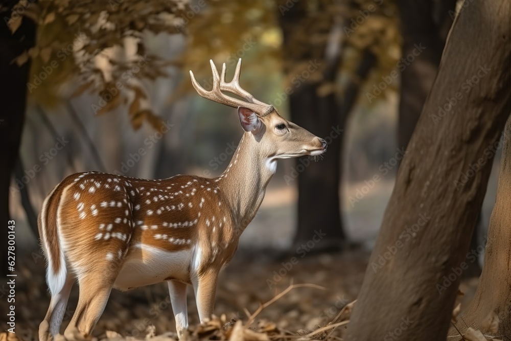 Chital or cheetal Axis axis spotted deers or axis. Generated AI Chital or cheetal Axis axis spotted deers or axis. Generated AI