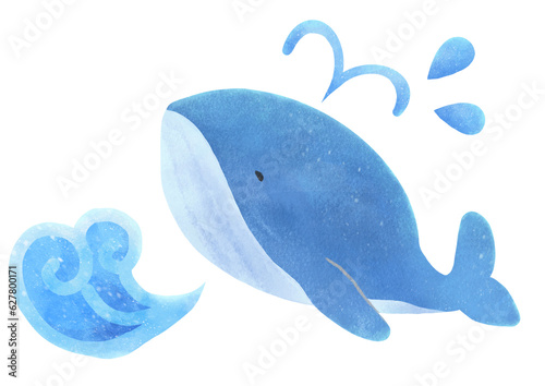 クジラと波のイラスト