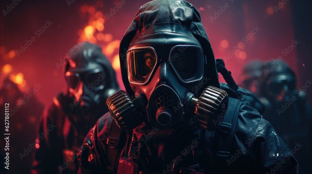 person with gas mask