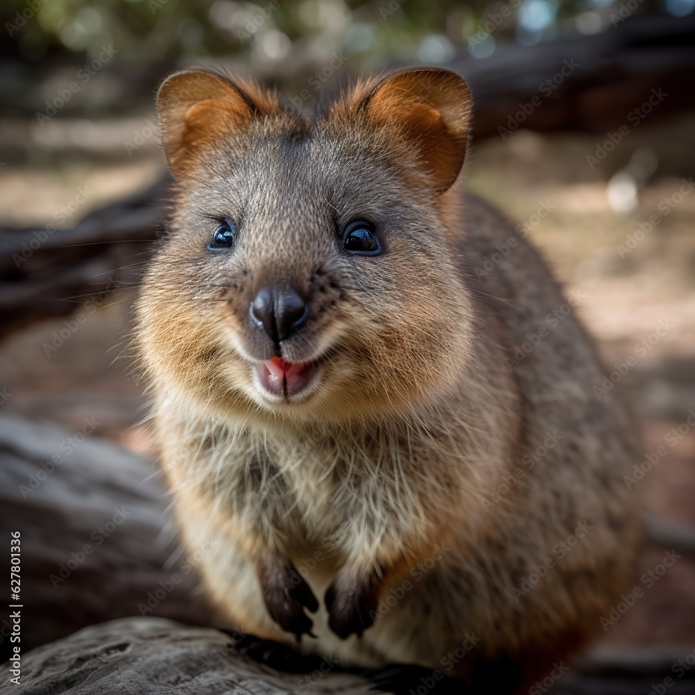 Naklejka premium Quokka This small marsupial is found only in West. Generated AI