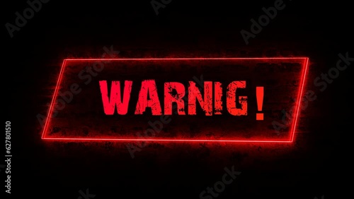 Neon waring Sign Loop, A Haunting Visual Warning in Motion, Danger Sig, Warning red icon sign board, neon alert sign, warning triangle light effect