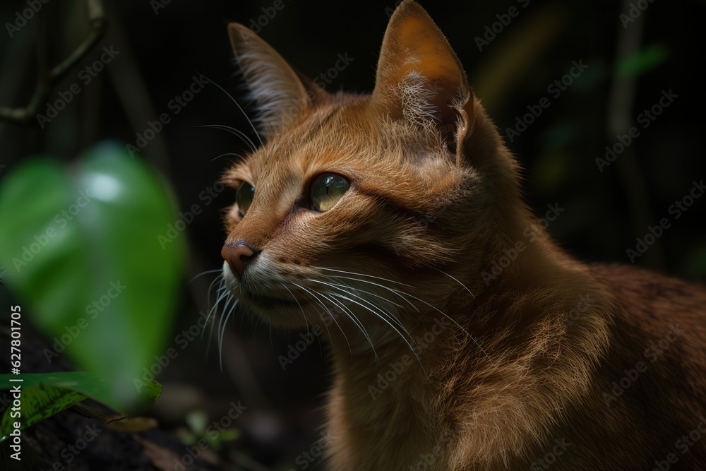 The Bornean Bay Cat A small wild cat. Generated AI
