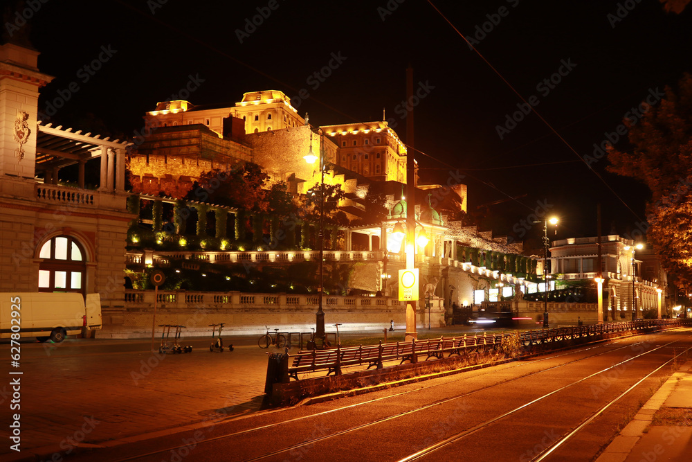 Royal Palace or Buda Castle at night in Budapest, Hungary