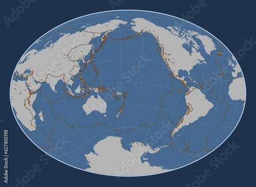 Fototapeta Naklejka Na Ścianę i Meble -  Balmoral Reef tectonic plate. Contour. Fahey Oblique. Volcanoes and boundaries