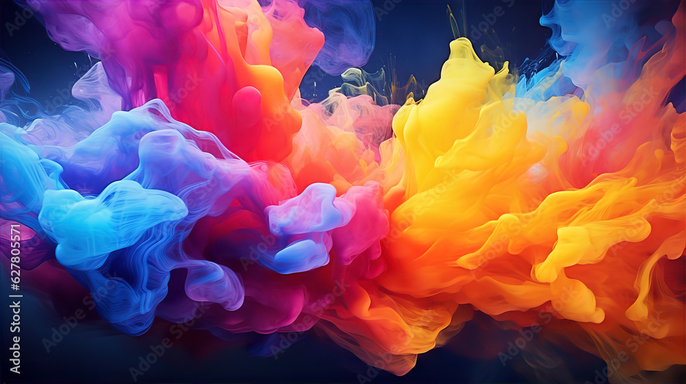 Liquid Ink Fusion Explosion Multicolour Background Illustration