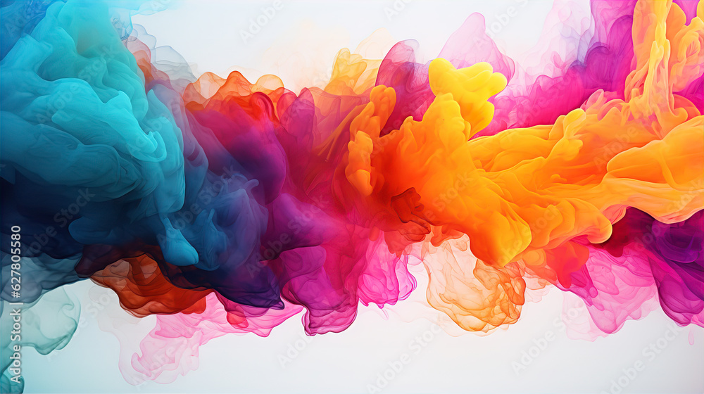 Liquid Ink Fusion Explosion Multicolour White Background Illustration