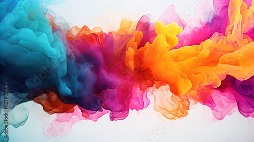 Liquid Ink Fusion Explosion Multicolour White Background Illustration